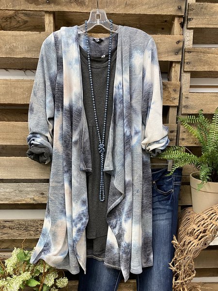 

Ombre/tie-Dye Fleece Coat, Multicolor, Cardigans