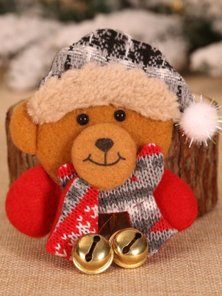 

Christmas Santas Deer Snowman Decorations Gifts Glowing Hanging Bell Brooch, Little bear, Accessories