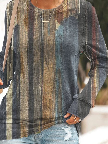 

Long Sleeve Casual Crew Neck Tops, Grey, Hoodies & Sweatshirts