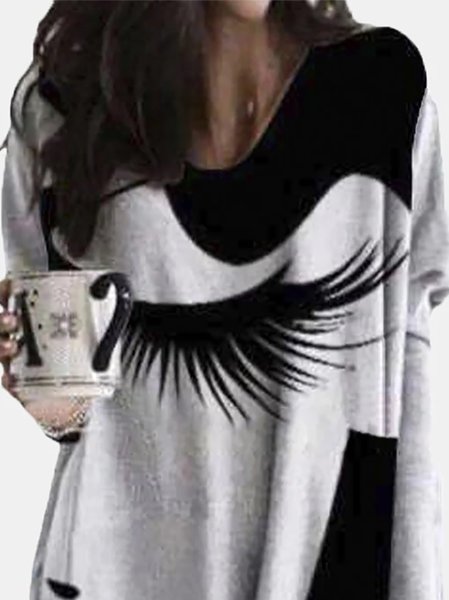 

Long Sleeve Casual T-shirt, White-black, Sweatshirts & Hoodies