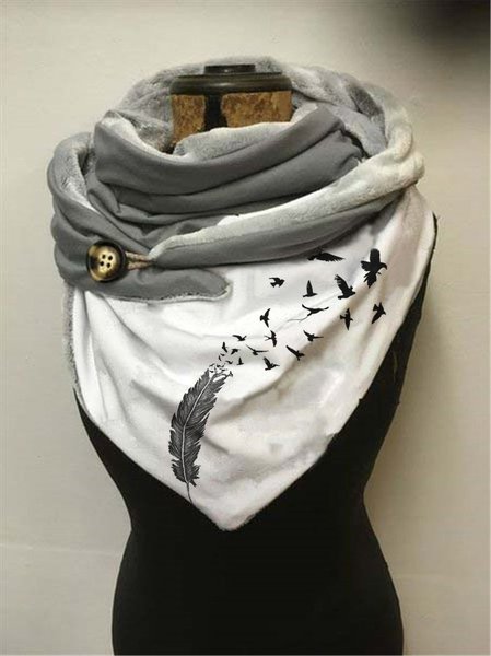 

Vintage Feather Pattern Scarf, White, Scarfs