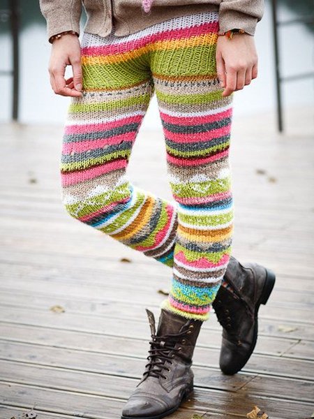 

Casual Printed Cotton-Blend Pants, Multicolor, Pants