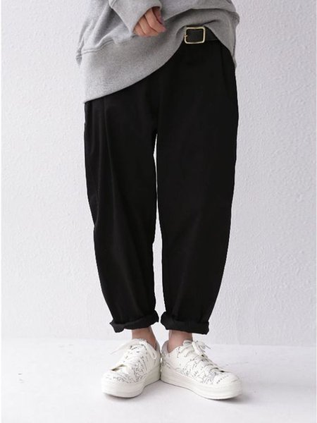 Cocoon Cotton-Blend Casual Pants, Black, Pants