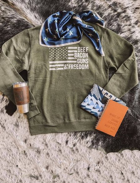 

Crew Neck Cotton-Blend Sweatshirts, Green, Tops