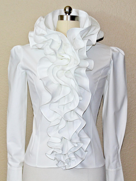 

Plain Casual Long Sleeve Shirts & Tops, White, Tops