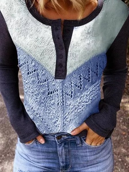 

Crew Neck Long Sleeve Sweater, Blue, Sweaters