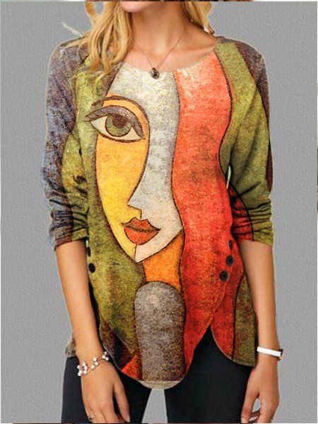 Long Sleeve Shift Shirts & Tops, Image color, Tunics