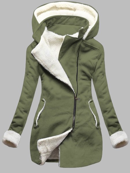 

Autumn and winter casual warm sweater Long Sleeve Plain Zipper Outerwear, Green, Outerwear