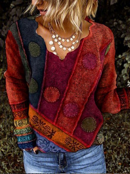 

Vintage Dritto Tribale Camicetta & Camicie, Multicolore, Knitwear