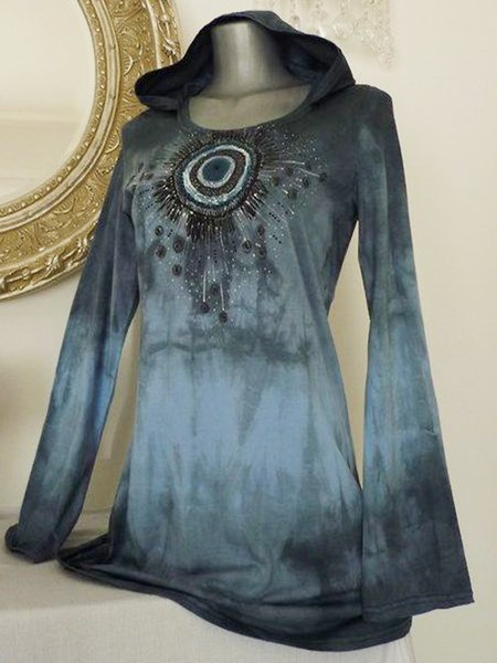 

Casual Ombre/tie-Dye Hoodie Long Sleeve Tops, Blue, Hoodies & Sweatshirts