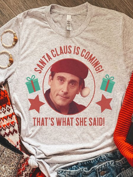 Santa Claus Is Coming Tee, Gray, T-shirts