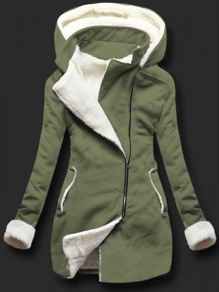 

Giubbotto Autunno E Inverno Casuale Caldo Maglione Maniche Lunghe Tinta Unita Cerniera, Verde, Outerwear