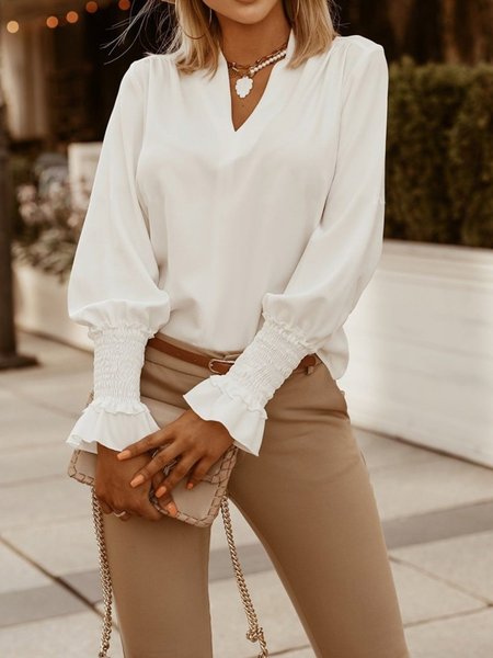 

Solid Casual Top, White, Tops