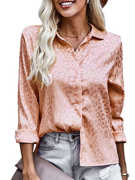 

Long Sleeve Shirt Collar Shift Top, Orange, Blouses & Shirts