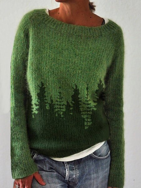 

Long Sleeve Casual Shift Christmas Snowman Sweater, Green, Sweaters & Cardigans