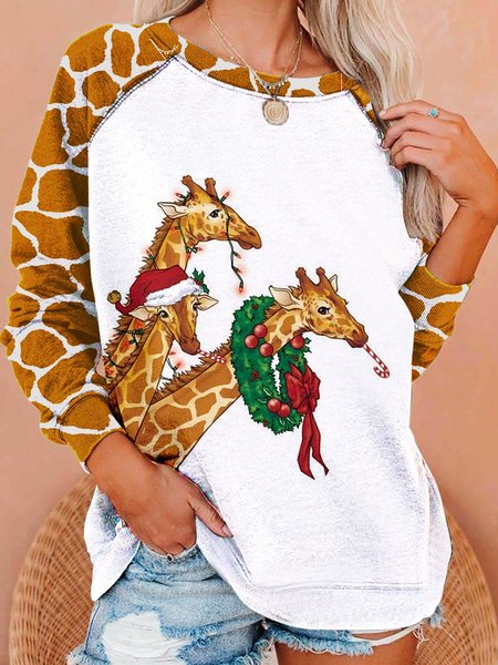 

Christmas giraffe Sweatshirt, Brown, Hoodies&Sweatshirts