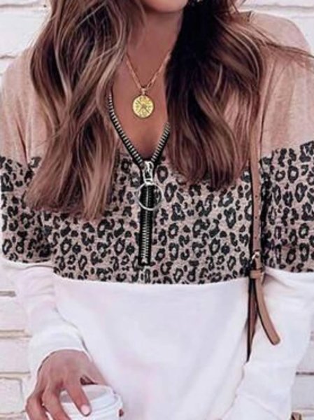 

Cotton V Neck Long Sleeve Shirts & Tops, As picture, Hoodies & Sweatshirts