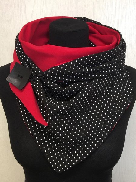 

Polka dot casual contrast knit Scarves & Shawls, Black, Women Scarves & Shawls