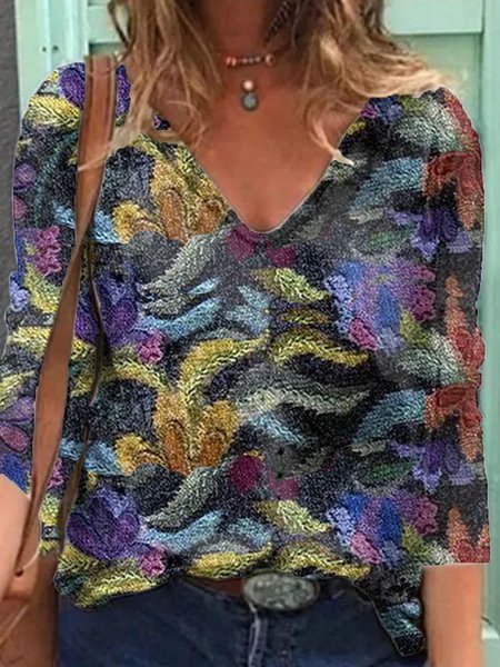

Printed Vintage Shirts & Tops, Multicolor, Blouses & Shirts