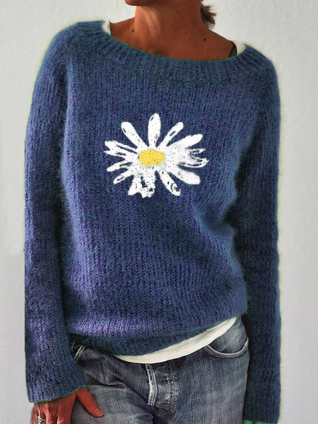 

Plus size Floral Long Sleeve Sweater, Blue, Sweaters & Cardigans