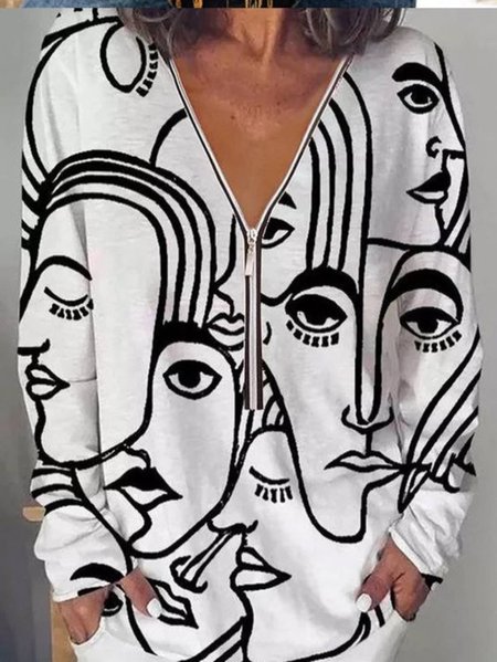 

V Neck Tops, White, Tops