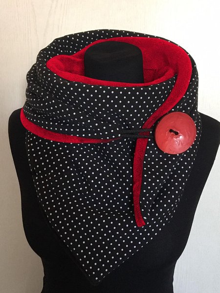 

JFN Polka dot casual knitting Scarf, Black, Women Scarves & Shawls