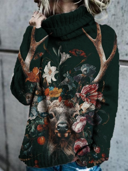 

Top Vintage Maniche Lunghe Dolcevita, Nero-verde, Blouses & Shirts