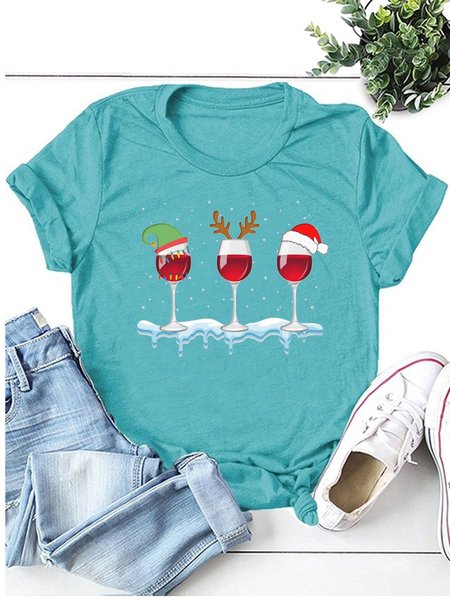 

Christmas Wine Glass Tee, Turquoise, Tops
