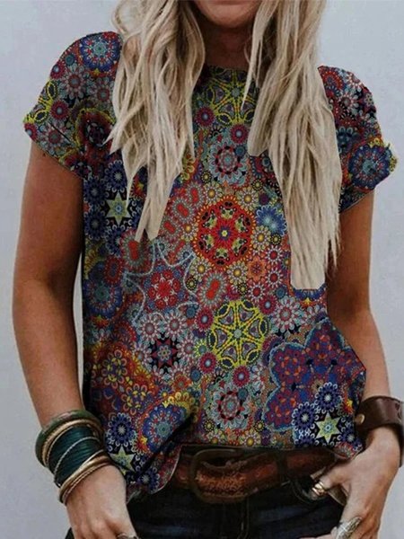 

Shift Floral Casual T-shirt, Purple, T-Shirts