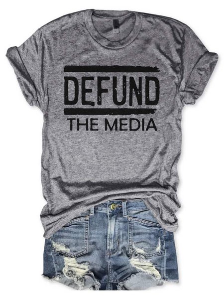 

Defund The Media Casual Short Sleeve Gray Tee, T-shirts