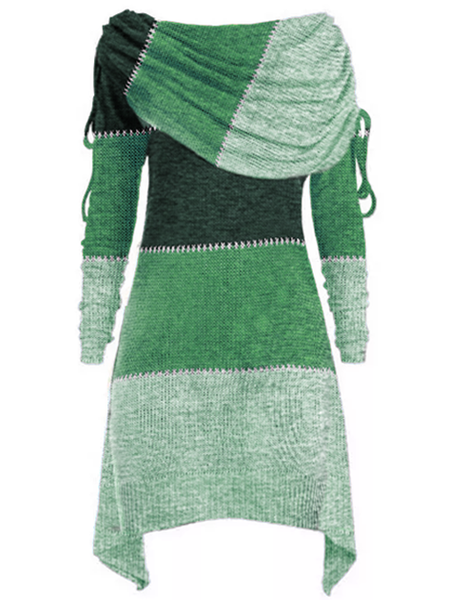 

Long Sleeve Cowl Neck Dresses, Green, Dresses