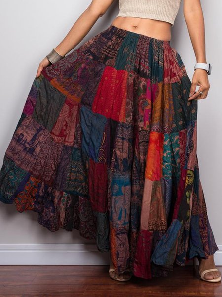 Mini Gonna Colore-block Vacanza Ombre/Tintura a Nodi, Skirts