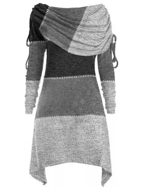 

Long Sleeve Jersey Cowl Neck Dresses, Gray, Dresses