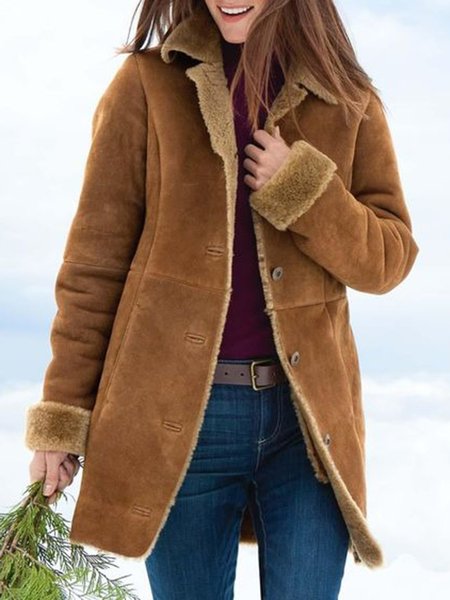 

Khaki Vintage Casual Shawl Collar Shawl Collar Outerwear, Outerwear