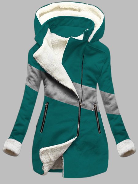 

Casual Hoodie Zipper Long Sleeve Knit coat, Green, Coats