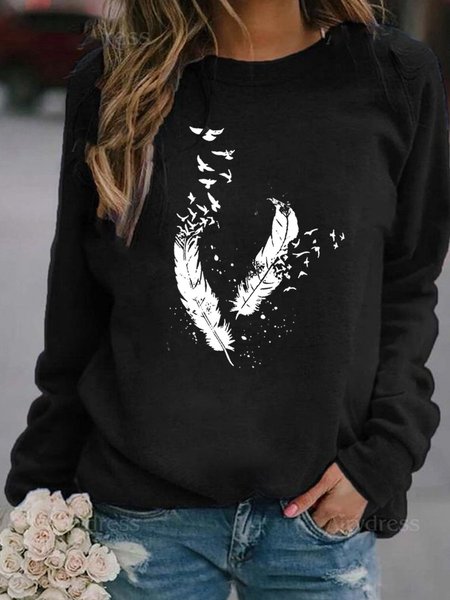 

Feather print Sweatshirt, Black, Hoodies & Sweatshirts