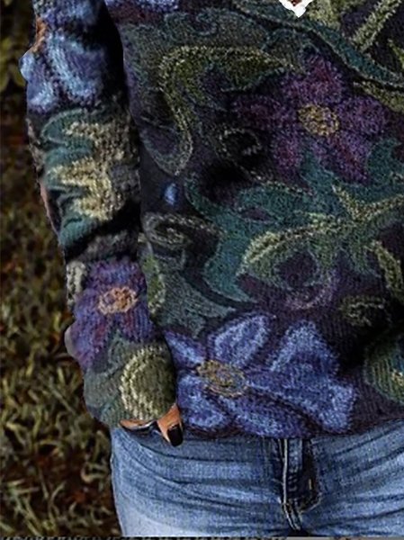 

Casual Long Sleeve Floral Shift Sweater, Color, Sweaters