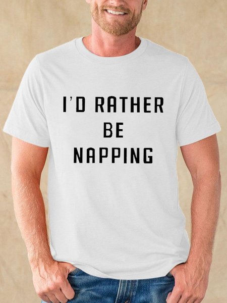 

I`D RATHER BE NAPPING Letter Graphic Tee, White, T-shirts