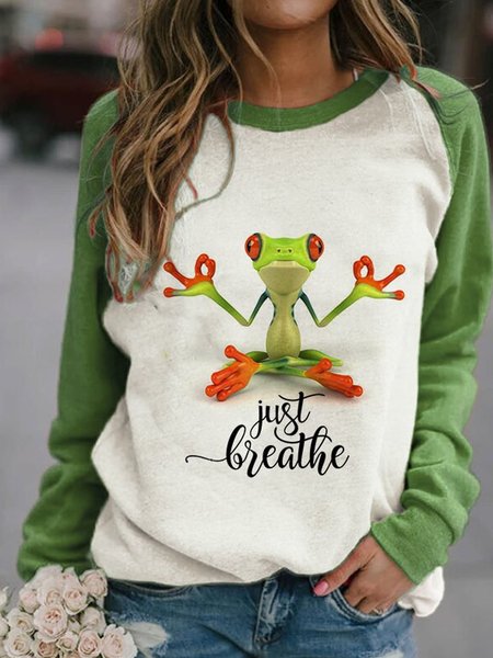 

Felpa Maniche Lunghe Casuale Patchwork Misto Cotone, Verde, Sweater