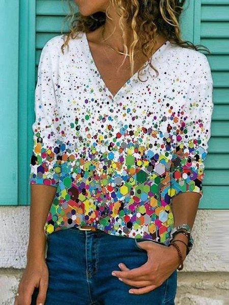 

Top Vintage Scollo a V Maniche Lunghe Cotone, Come immagine, T-Shirts