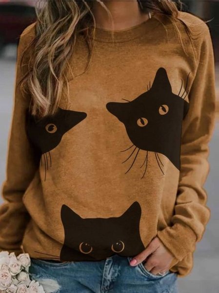 

Long Sleeve Cotton Casual Sweatshirts, Brown, Hoodies & Sweatshirts