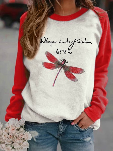 

Women's Whisper Words Of Wisdom Let It Be Dragonfly Print Sweatshirt, Red, Hoodies & Sweatshirts