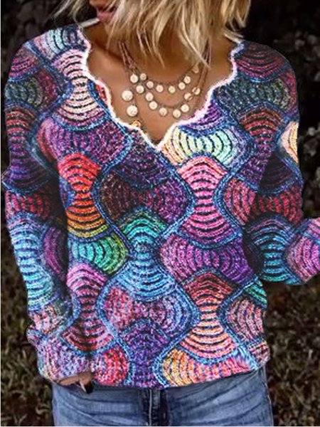 V Neck Tops, Purple, Knitwear & Sweaters