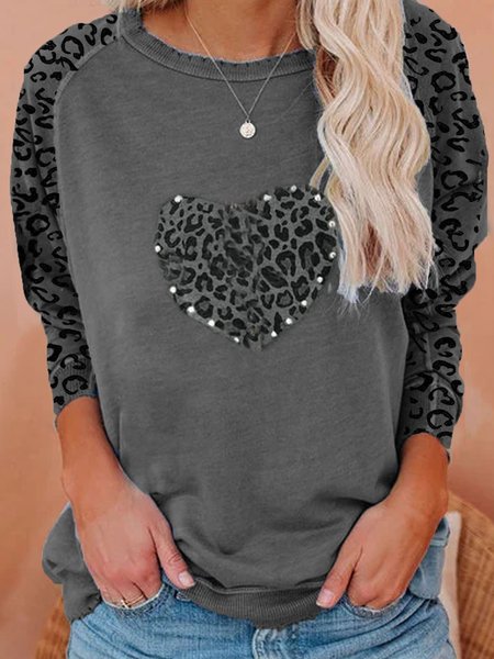 

Crew Neck Long Sleeve Shirts & Tops, Grey, Tops