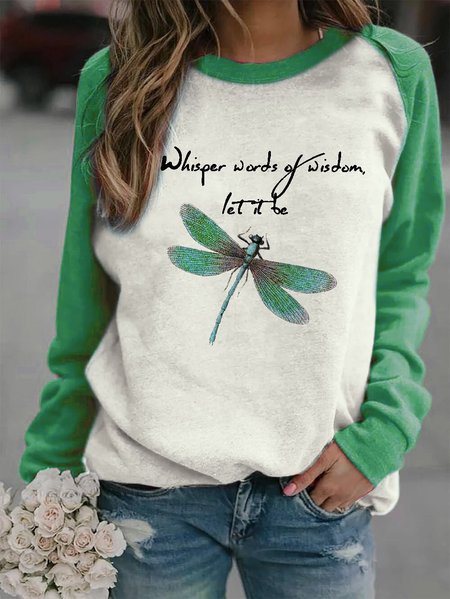 

Women's Whisper Words Of Wisdom Let It Be Dragonfly Print Sweatshirt, Green, Hoodies&Sweatshirts
