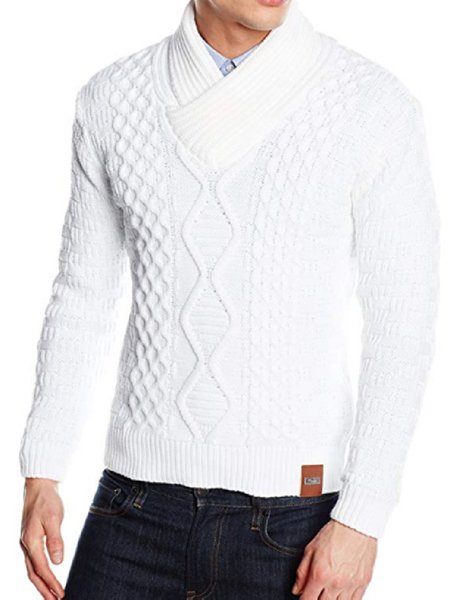 

Acrylic Vintage Sweater, White, Men's Sweater