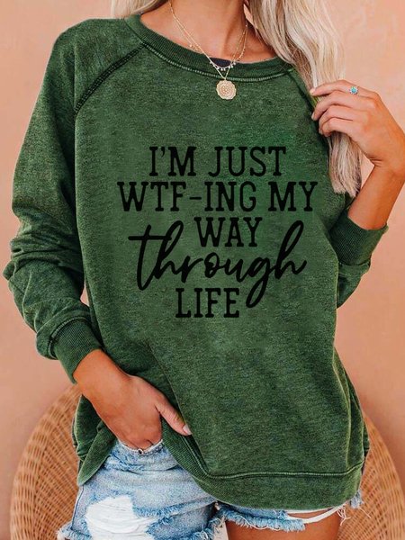 

Felpa Casuale Lettera Misto Cotone, Verde, Hoodies & Sweatshirts