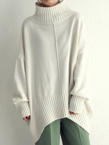 

Cotton-Blend Casual Long Sleeve Sweater, As picture, Sweaters