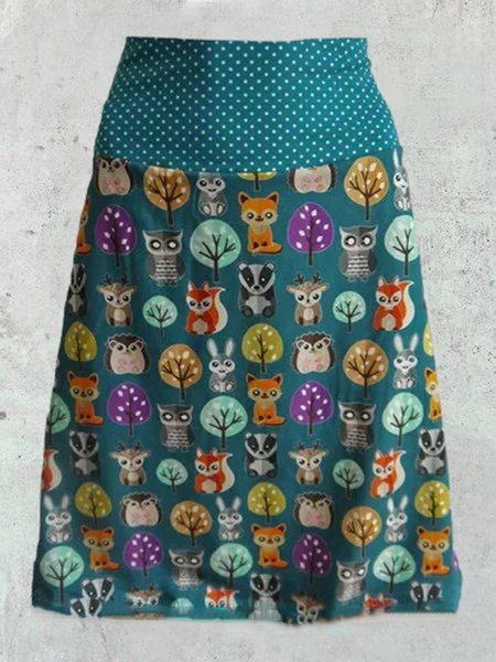 

Casuale Vintage Animale Stampato A-line Mini Gonna, Blu, Skirts