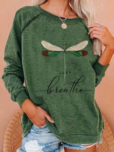 

Top Lettera Casuale Stampato Floreale Girocollo, Verde, Hoodies & Sweatshirts